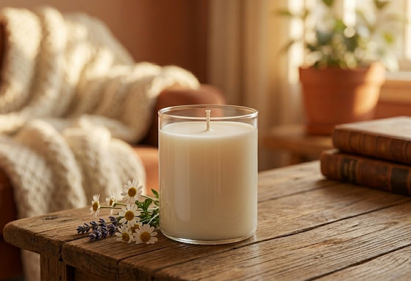 Vela aromática en envase con tapa